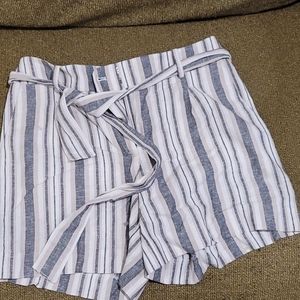 Ann Taylor Factory NWT high waist tie striped short, sz 8